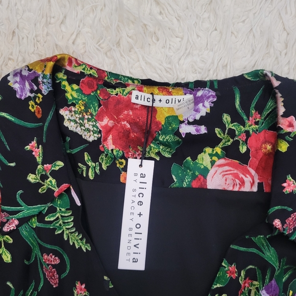 NWT Alice Olivia Abney Silk Floral Wrap Dress SZ 8 - Picture 7 of 15